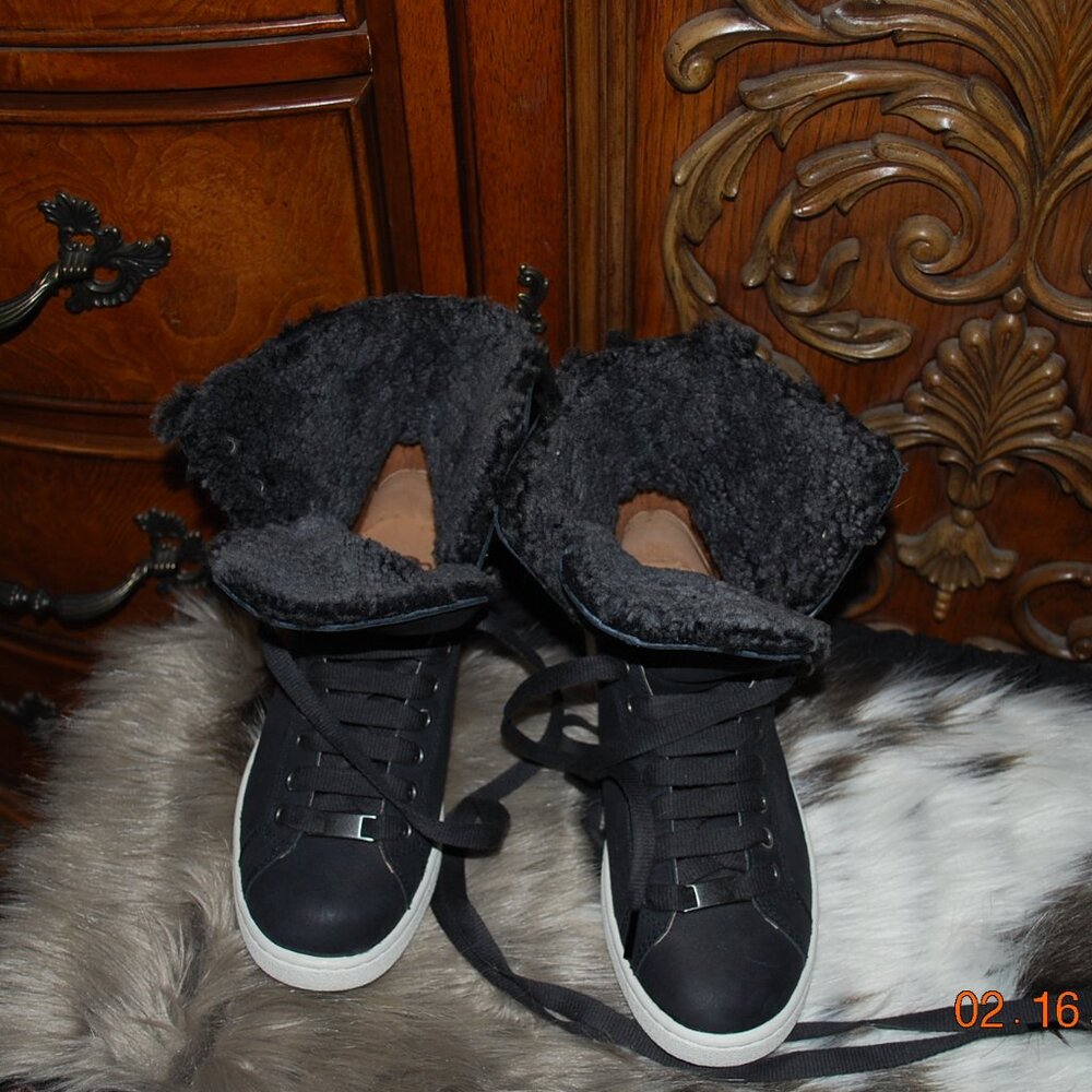 UGG black fur lined High top Sneakers New
